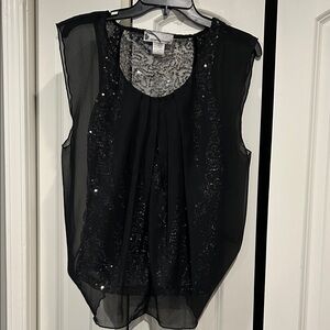 Black Sequin Sleeveless Top